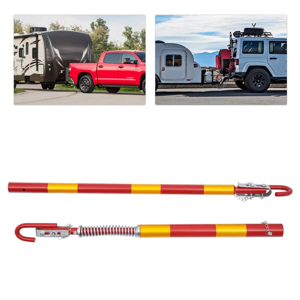 Bugserstang 5 ton, støddæmpet stiv trailerstang i jern, 5000 kg kapacitet, rød