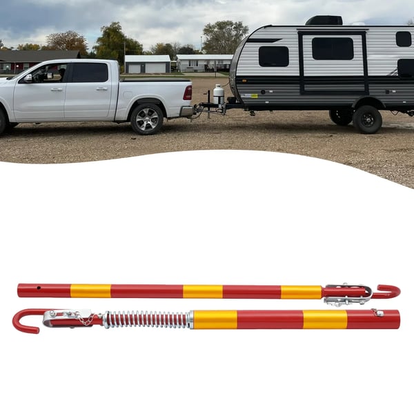 Bugserstang 5 ton, støddæmpet stiv trailerstang i jern, 5000 kg kapacitet, rød
