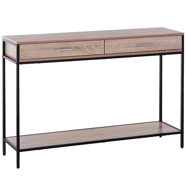 Hallbord - Konsolbord - 2 Lådor - Nedre Hylla - 120x30x81,5 cm - Montering Krävs - Ek