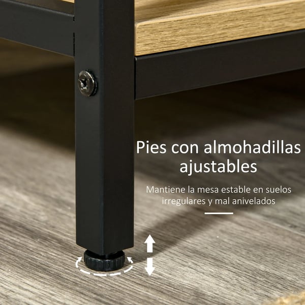 Konsolbord - Hallbord - 2 Lådor - 2 Hyllplan - 100 x 35 x 79,2 cm - Melaminbelagt Trä & Stål - Ek