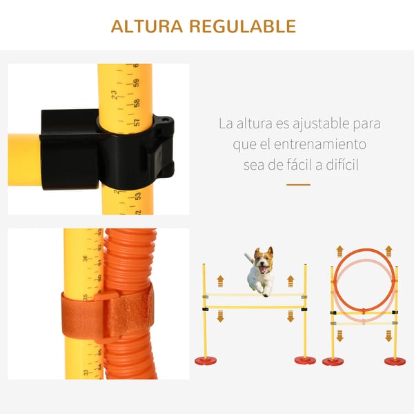 Agility för hund - Träningsset 3-delar - ABS+PE - 90x23x100 cm - Gul