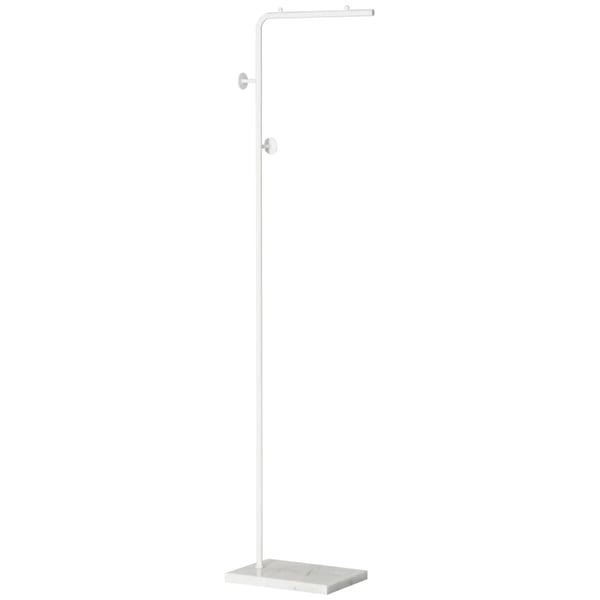 Fristående klädhängare - Stående modell - Marmorbas - 2 runda krokar - Metall - Modern design - 35×25×170 cm - Vit