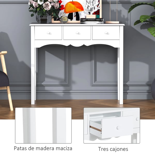 Hallbord - Konsolbord - 3 Lådor - 100x32x85 cm - För Entré/Vardagsrum - Montering Krävs