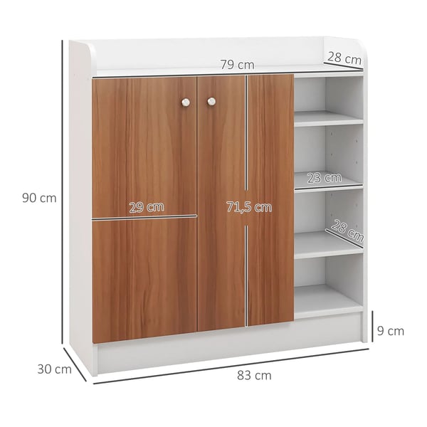 Skoskåp för hall - Skoskåp - 2 dörrar - 83 x 30 x 90 cm - Natur