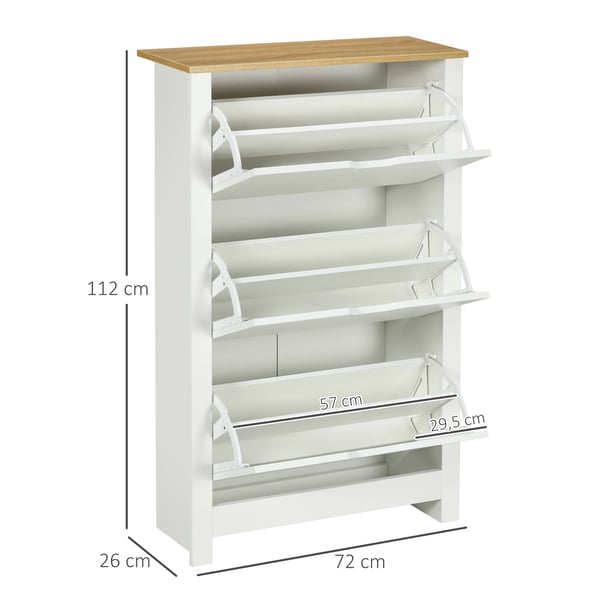 Skoskåp - Skoställ - 3 fällbara lådor - Smal design - 72×26×112 cm - Vit