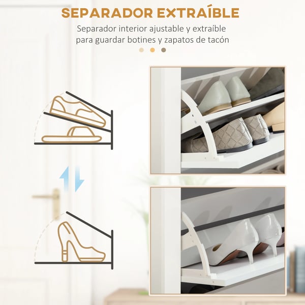 Skoskåp - Skoställ - 3 fällbara lådor - Smal design - 72×26×112 cm - Vit