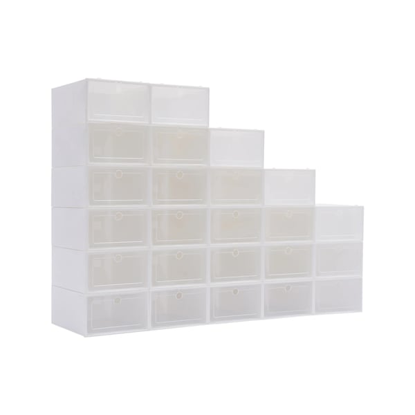 Skokasser 24-pak - Opbevaringsbokse - Stabelbare - 33x23x14 cm - PP-plast - Til sko op til EU 44 - Hvid