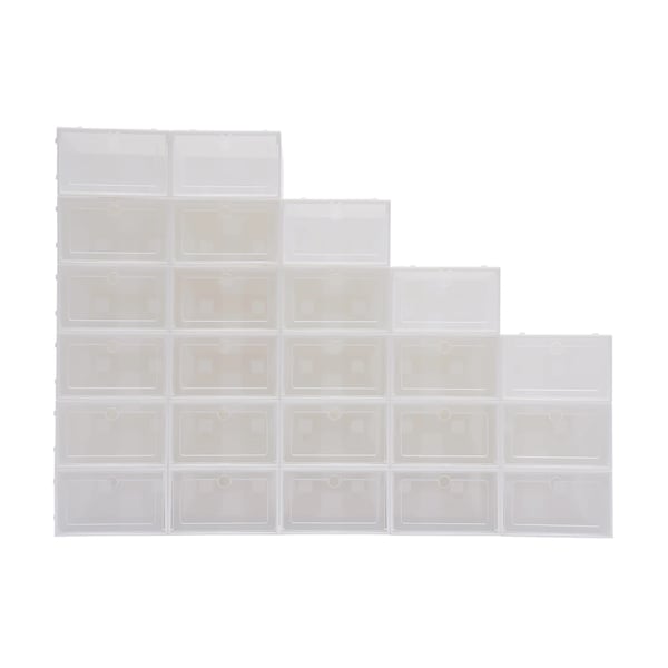 Skokasser 24-pak - Opbevaringsbokse - Stabelbare - 33x23x14 cm - PP-plast - Til sko op til EU 44 - Hvid