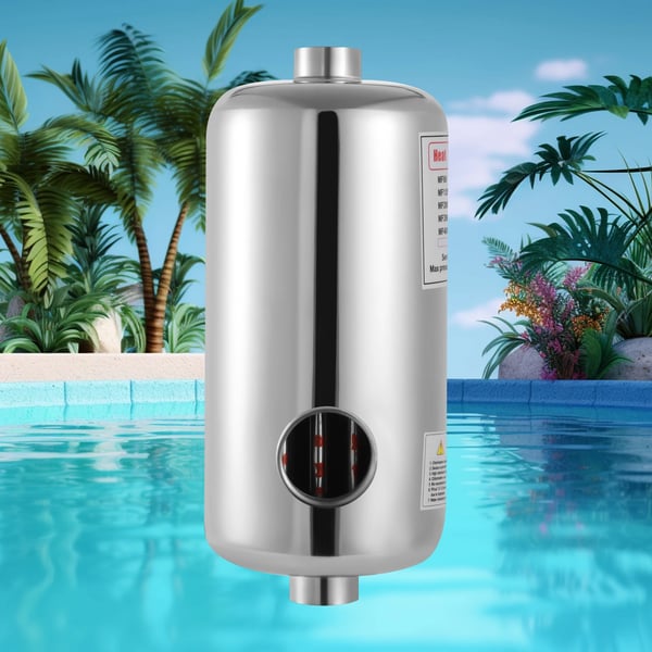 Poolvarmeveksler - Poolvarmer - 60 kW - 485×134 mm - Rustfrit stål - Hvid
