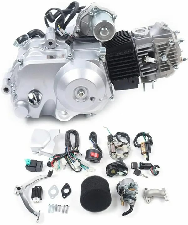 ATV-moottori - 125cc 4-tahti - Puoliautomaatti - 3 vaihdetta + peruutus - ATV/quad/buggy/ruohonleikkuriin - Hopea