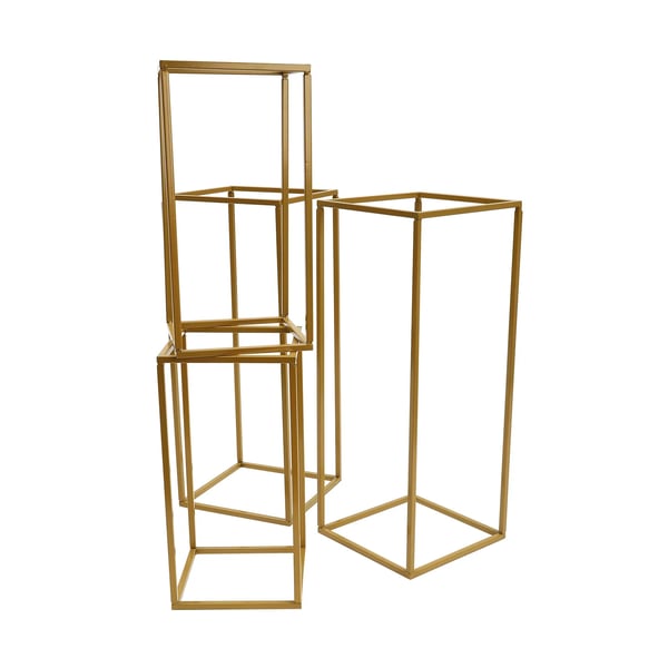 Kukkatelineet häihin ja juhliin - Geometrinen metalliteline - 4-osainen setti - 20×20×40 & 24×24×60 cm - Rauta - Kulta