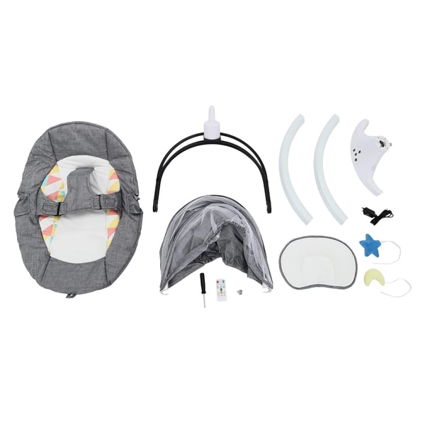 Smart Baby elektrisk babygynge/vugge, 220 V, aftagelig, Bluetooth-musik, støvfilter, kraftigt lys, grå