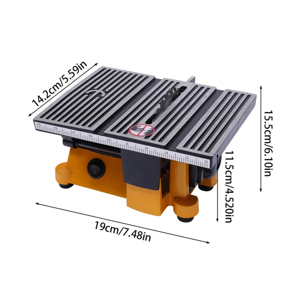 Elektrisk bordsav, 90 W, 4500 o/min, træ-/metalskæring, rundsavklinge, gul/sort