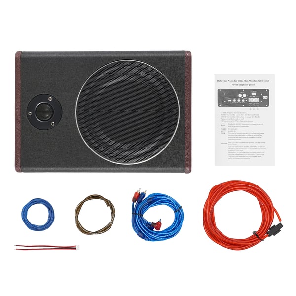Bilsubwoofer, 8" aktiv under-sæde model, ultratynd, indbygget forstærker, 600 W 12 V
