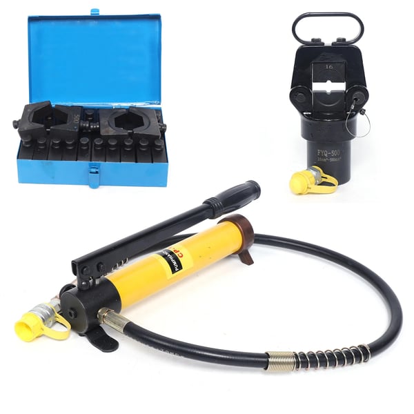 Hydraulisk kabelskopresse - Delt hoved med pumpe - 15 t - 13 bakker - 16–500 mm² - Slaglængde 22 mm - Kulstofstål