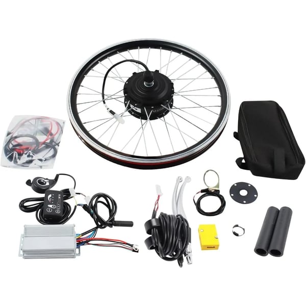 Elcykel-ombyggnadssats, 20 tum framhjul, 36V 250W navmotor, LED-display, upp till 30 km/h, svart