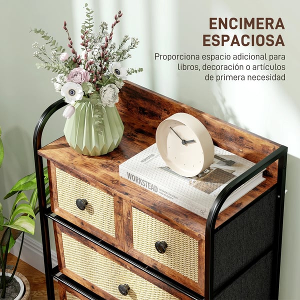 Tygbyrå - Vardagsrumsskåp med 5 lådor - 58x29x99 cm - Montering krävs - Rustik brun
