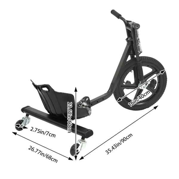 Drift trike - Lasten kolmipyörä - 3 pyörää - Driftaus ja leikkiin - Ulkokäyttöön - Musta