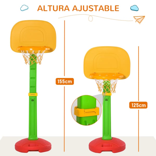 Basketkorg för Barn - Set med Ställning - Höjdjusterbar - 2 Bollar - Pump - För 3–6 År