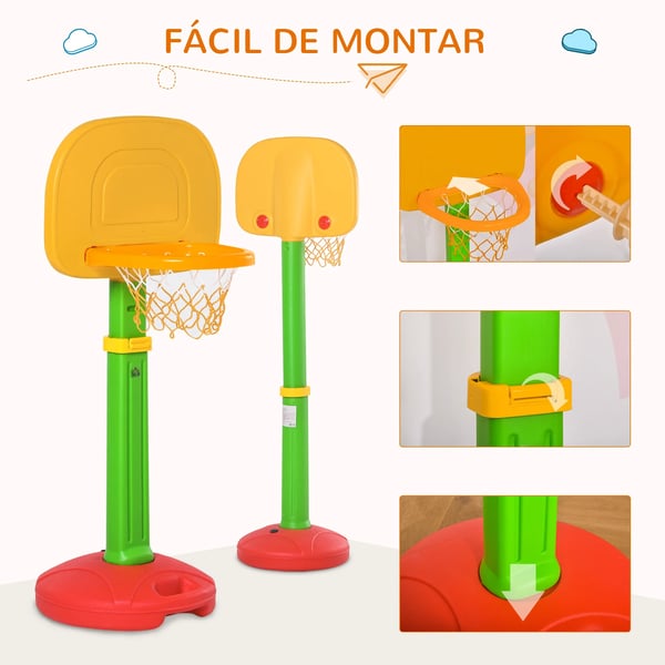 Basketkorg för Barn - Set med Ställning - Höjdjusterbar - 2 Bollar - Pump - För 3–6 År
