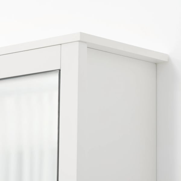 Väggskåp med spegel - Badrumsskåp - 2 Dörrar - Öppen Glasshylla - 80×20×65 cm - MDF/Melamin/Glas - Montering Krävs - Vit