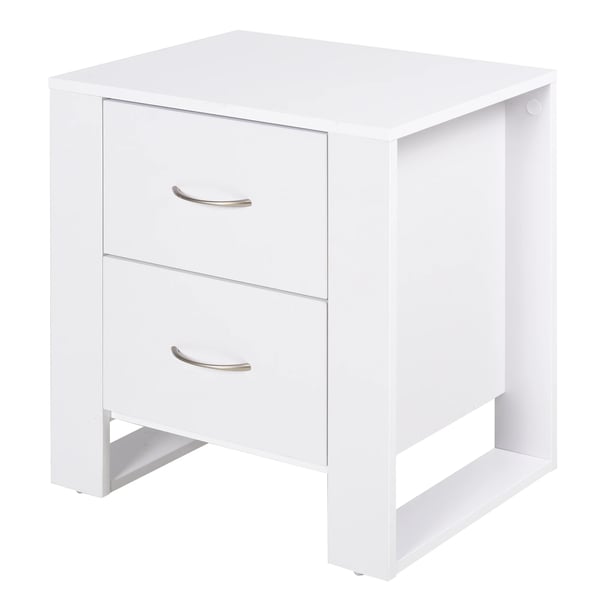 Sängbord - Nattduksbord - 2 Lådor - Stabil Ram - Modern Marockansk Stil - 48x39x54 cm - Vit
