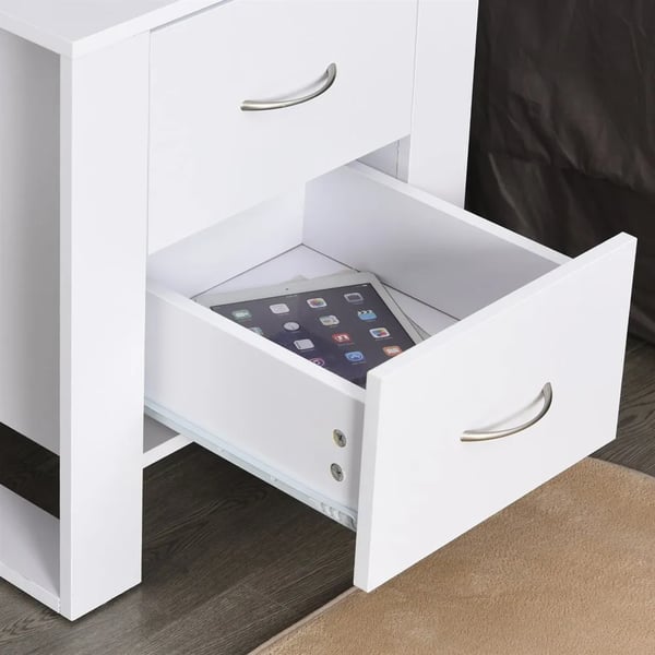 Sängbord - Nattduksbord - 2 Lådor - Stabil Ram - Modern Marockansk Stil - 48x39x54 cm - Vit