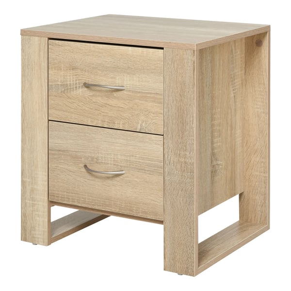 Sängbord - Nattduksbord - 2 lådor - Stabil ram - Elegant design - 48 x 39 x 54 cm - Modern marockansk stil - Ek