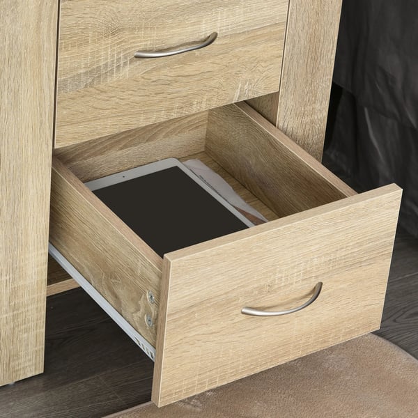 Sängbord - Nattduksbord - 2 lådor - Stabil ram - Elegant design - 48 x 39 x 54 cm - Modern marockansk stil - Ek