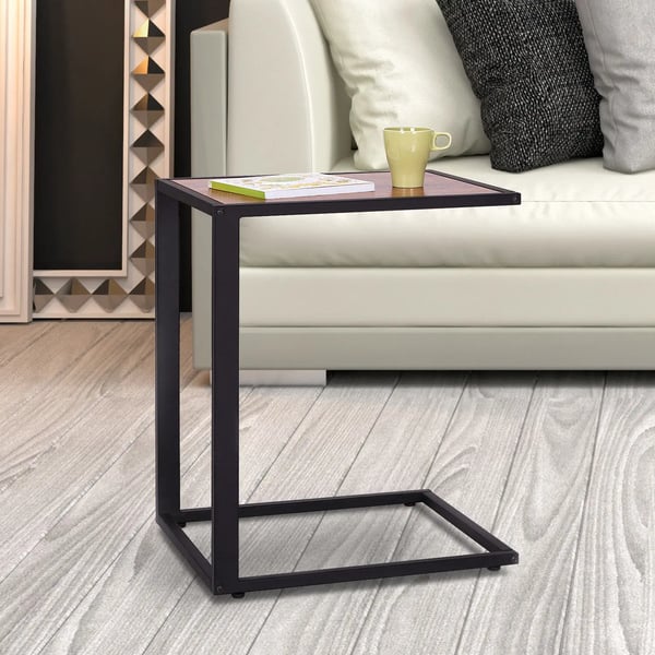 Sidobord för soffa - C-form - Metallram - 40,6 x 50,8 x 64,2 cm - Svart