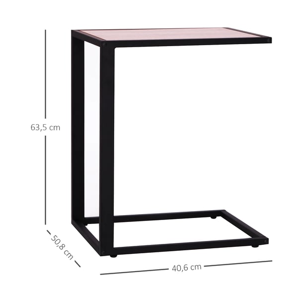 Sidobord för soffa - C-form - Metallram - 40,6 x 50,8 x 64,2 cm - Svart