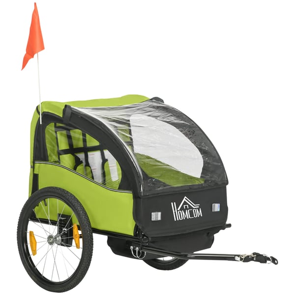 Cykelvagn för barn - 2-sits - Från 18 månader - Metallram - 140x88x90 cm - Grön