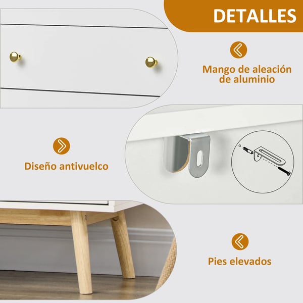 Sideboard / Skänk - Vardagsrumsskåp - Två Glasdörrar - Tre Lådor - Mått 160x40x80 cm - MDF, Glas, Gummiträ - Vit