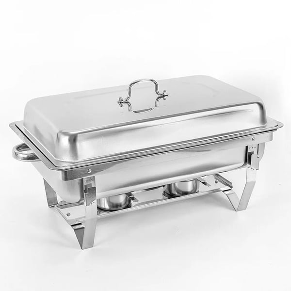 Buffévärmare - Chafing dish - 9 l kapacitet - Rostfritt stål - Enkelfack med lock - Vattenbad - 24 cm - Silver