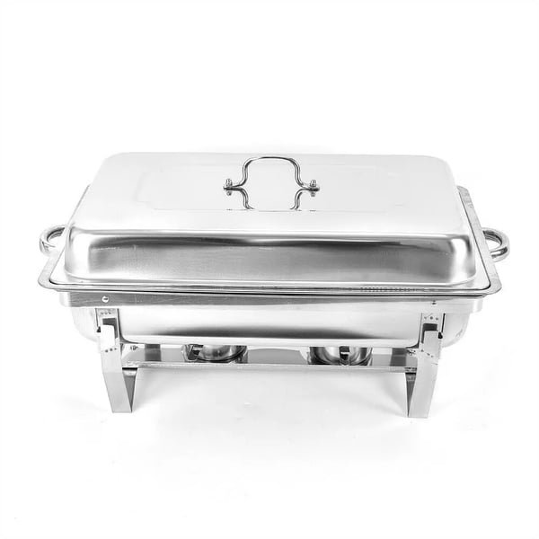 Buffetvarmer - Chafing dish - 9 l kapacitet - Rustfrit stål - Enkel bakke med låg - Vandbad - 24 cm - Sølv