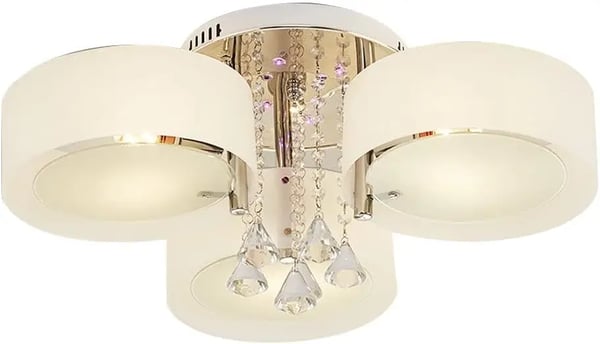 LED-kristallikattovalaisin, 3 lamppua, RGB ja kaukosäädin, vihreä runko, valkoinen varjostin, moderni