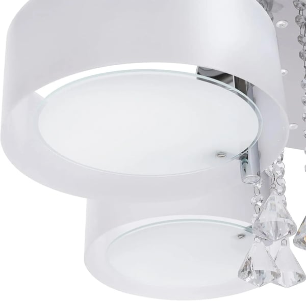 LED-kristallikattovalaisin, 3 lamppua, RGB ja kaukosäädin, vihreä runko, valkoinen varjostin, moderni