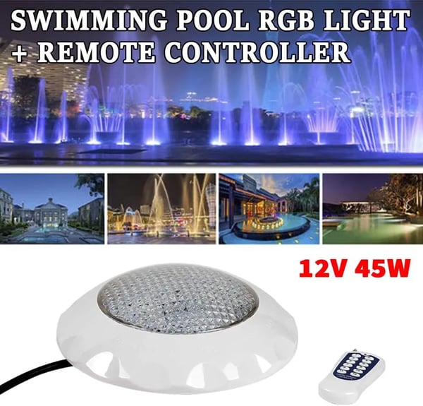 RGB LED-allasvalo, 45W AC12V uppoasennettava vedenalainen kohdevalo, uima-allas/spa, kaukosäädin, väri: rosa