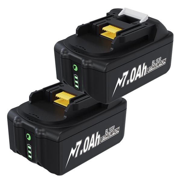 Yhteensopiva akku Makita LXT 18V, BL1830/BL1860, 7000 mAh Li‑ion 18650, musta