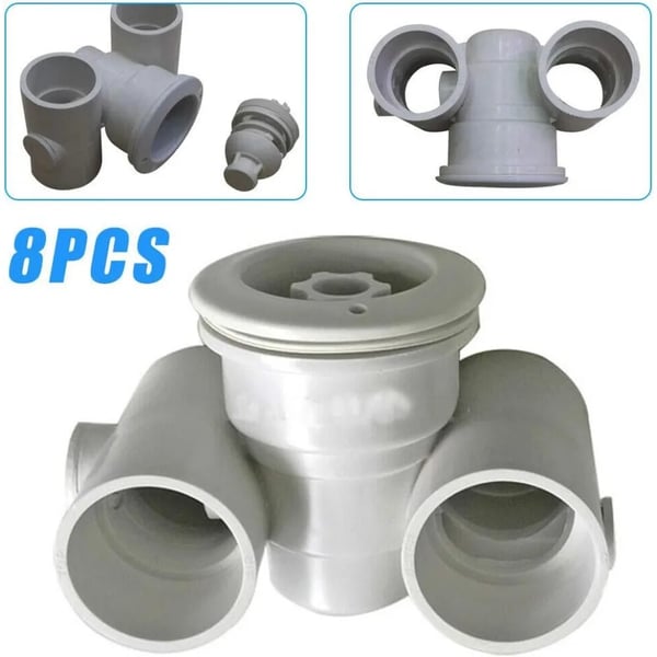 Pool spa jet-munstycken, massage-jet 8-pack, 48 mm anslutning, kraftigt flöde, vit