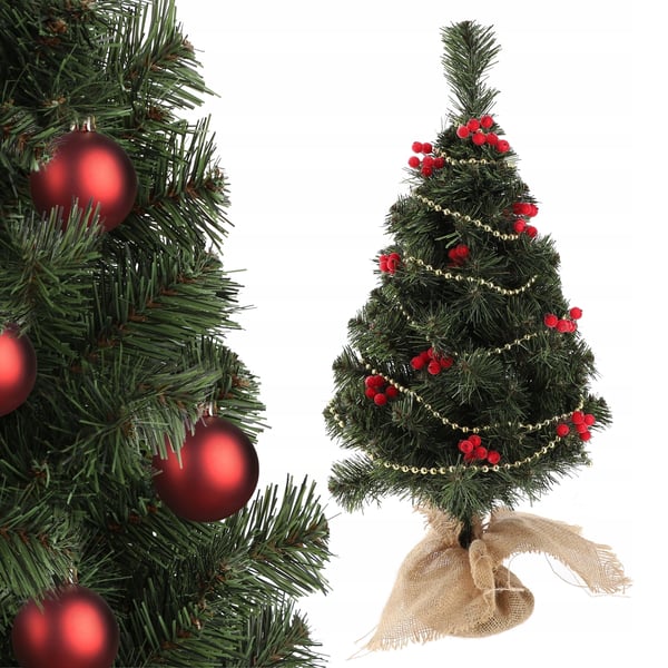 Kunstigt juletræ - Bordmodel - 60 cm - Jutesæk - Grøn - Uden lys