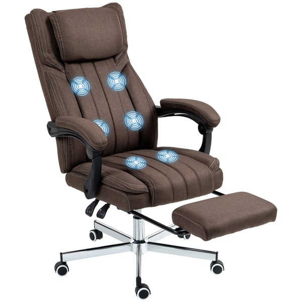 Massagestol - Elektrisk massagefåtölj - 6 Massagepunkter - Fjärrkontroll - Mörkbrun