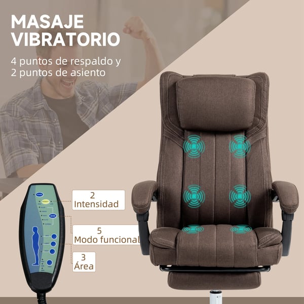 Massagestol - Elektrisk massagefåtölj - 6 Massagepunkter - Fjärrkontroll - Mörkbrun
