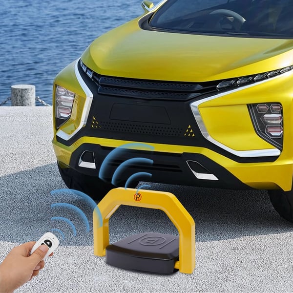 Parkeringslås - Automatisk parkeringsbøjle - Fjernbetjening - Sammenklappelig - Med sensor - Vandtæt - Trykbestandig - Gul