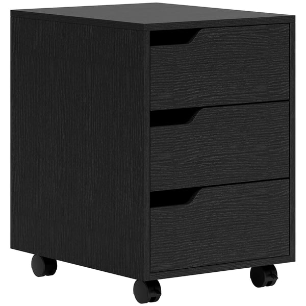 Rullhurts för kontor - Arkivhurts - 3 lådor - 40×50×57,5 cm - På hjul - Montering krävs - Svart