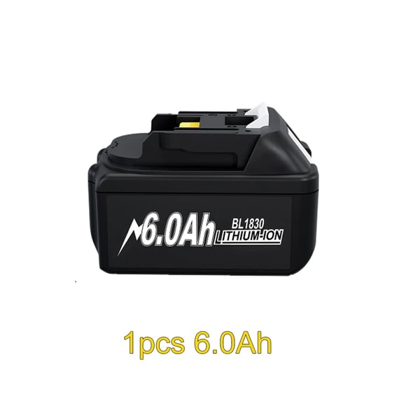 För Makita 18V 6Ah batteri, 18650 litiumjon uppladdningsbart ersättningsbatteri, kompatibel med BL1830/BL1840/BL1850, grå, 1-pack
