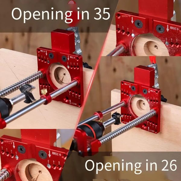 Borestativ og boreguide - Hængselsjig/boreskabelon - 35 mm & 26 mm til skjulte skabshængsler - Træarbejde DIY - Kombinationssæt - Med etui