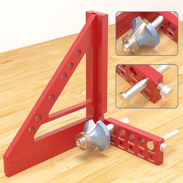 3D multivinkel vinkel - Kombinationsvinkel - Metrisk skala mm/cm - 22,5–90° gradskive - Hulpositionering - 12,7 cm - Guld