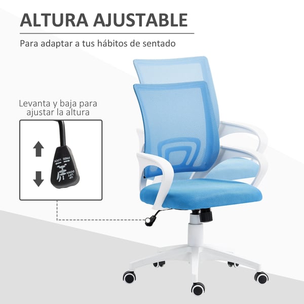Kontorsstol - Nät - Höjdjusterbar - Max 120 kg - Ergonomisk svängbar - Andningsbar rygg - Montering krävs - Ljusblå