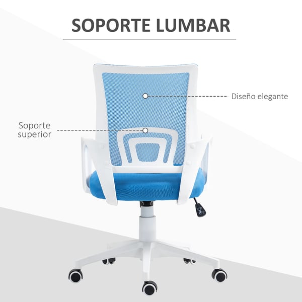 Kontorsstol - Nät - Höjdjusterbar - Max 120 kg - Ergonomisk svängbar - Andningsbar rygg - Montering krävs - Ljusblå